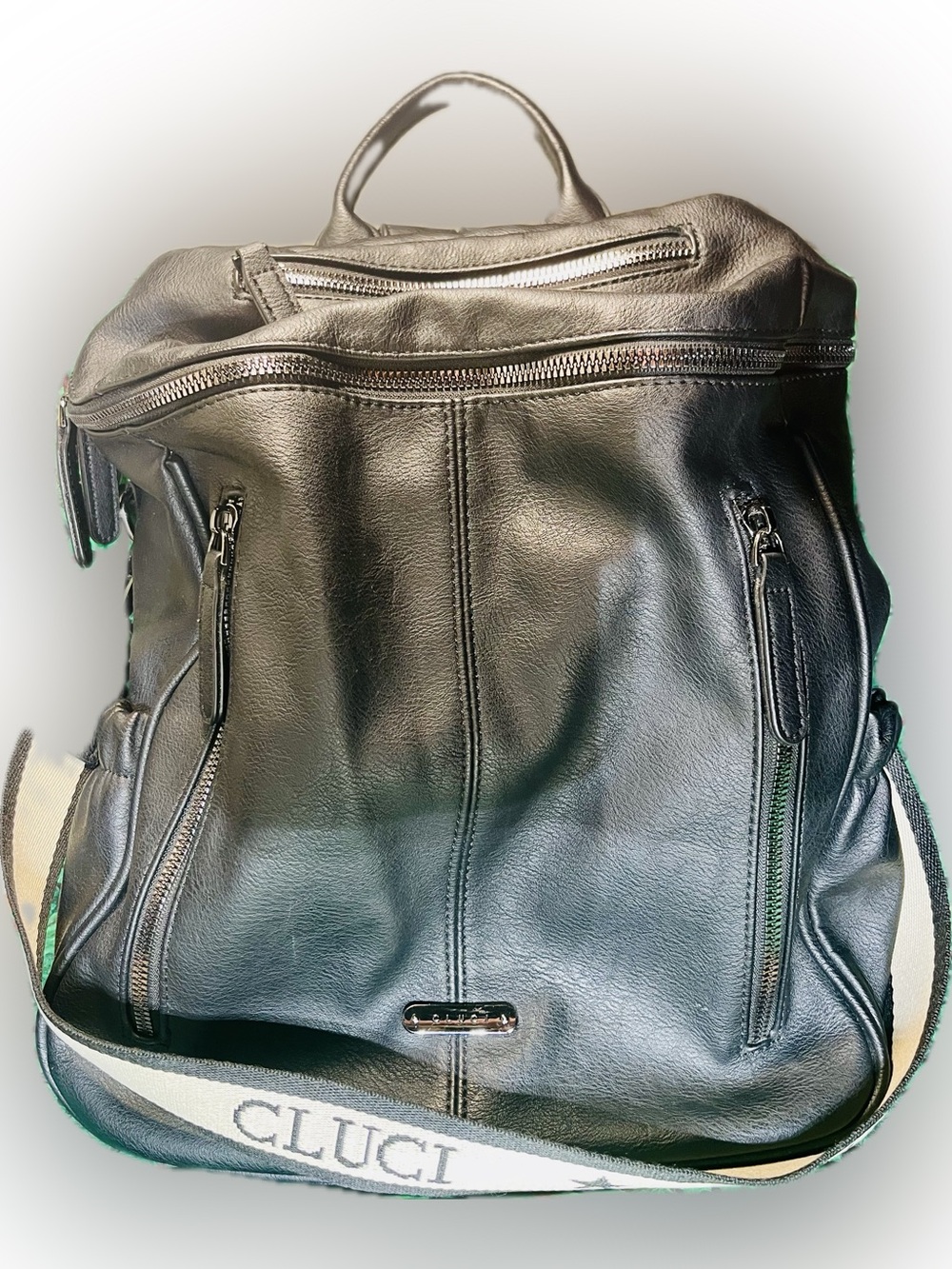 CLUCI Black Vegan Leather Convertible Backpack Purse Crossbody Travel Bag